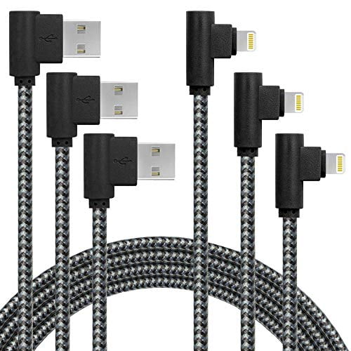 Black Gray, 6FT Smart iPhone Charger 90 Degree Right Angle Gamer LED Nylon Braided Sync Charge USB Data Cable Compatible with iPhone/iPad Pro/Air,iPad Mini,iPod Black Gray, 6FT Smart iPhone Charger 90 Degree Right Angle Gamer LED Nylon Braided Sync Charge USB Data Cable Compatible with iPhone/iPad Pro/Air,iPad Mini,iPod
